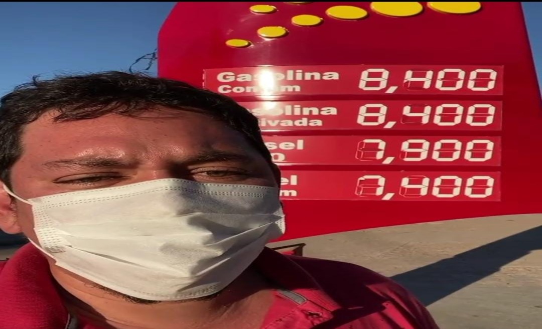 No interior Acre, Cesário do PT mostra preço da gasolina a R$ 8, 40, culpa Bolsonaro e diz que Lula é a solução